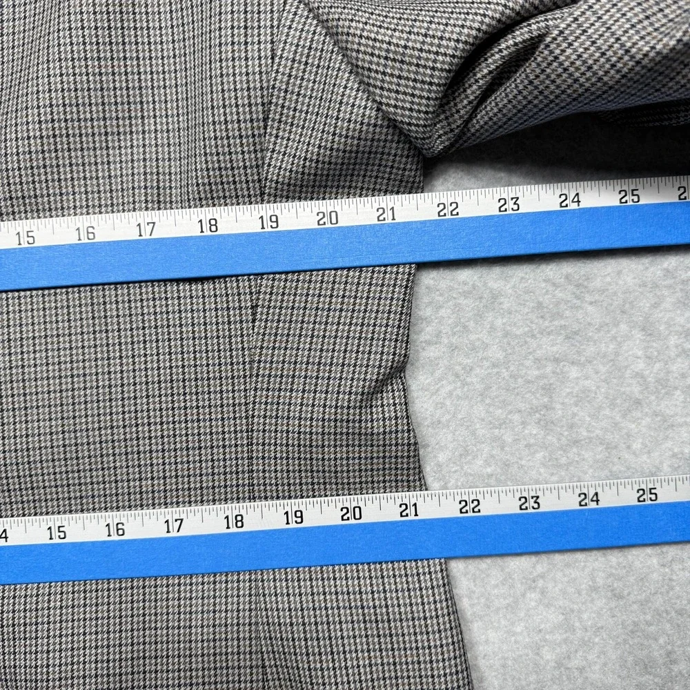 Nautica Blazer Jacket Mens 40S Brown Houndstooth Plaid Wool Sport Coat 2-Button